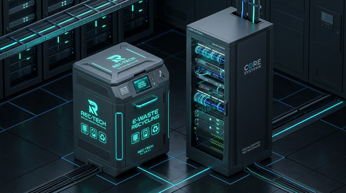 Secure IT asset recovery console beside enterprise server equipment